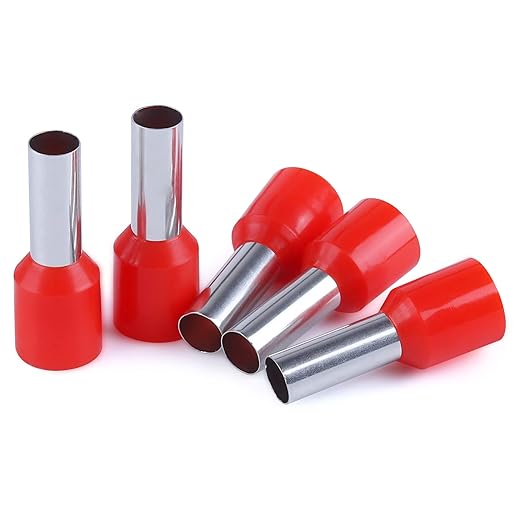 XHF 200 PCS AWG 8/10mm² Wire Ferrules Insulated Copper Crimp Connectors, Crimp Pin Cord End Terminals Red