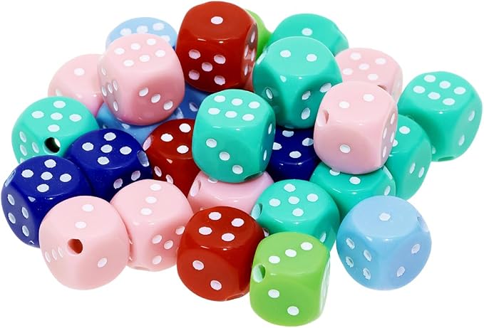 Tupalizy 10mm Acrylic Dice Beads Small 6 Sided Dice Charms by Tupalizy