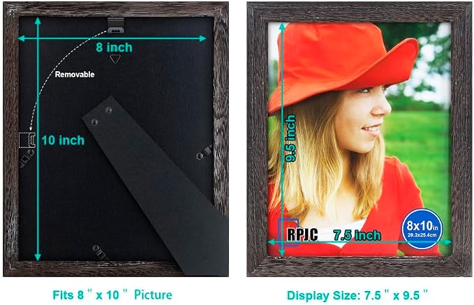 RPJC 8x10 Picture Frames Made of Solid Wood High Definition Glass - Image 4