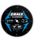 CRALY Carbide Tipped Circular Saw Blade, Professional TCT Blade for Cutting Aluminum, Plastic (10'', 5/8'' Arbor, 80T)