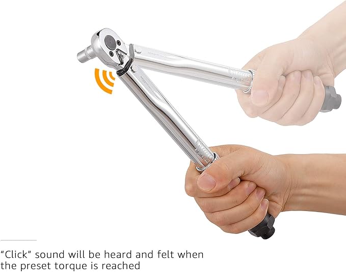 AmazonBasics 1/4-Inch Drive Click Torque Wrench - 35-200 in.-lb, 3.95-22.5 Nm