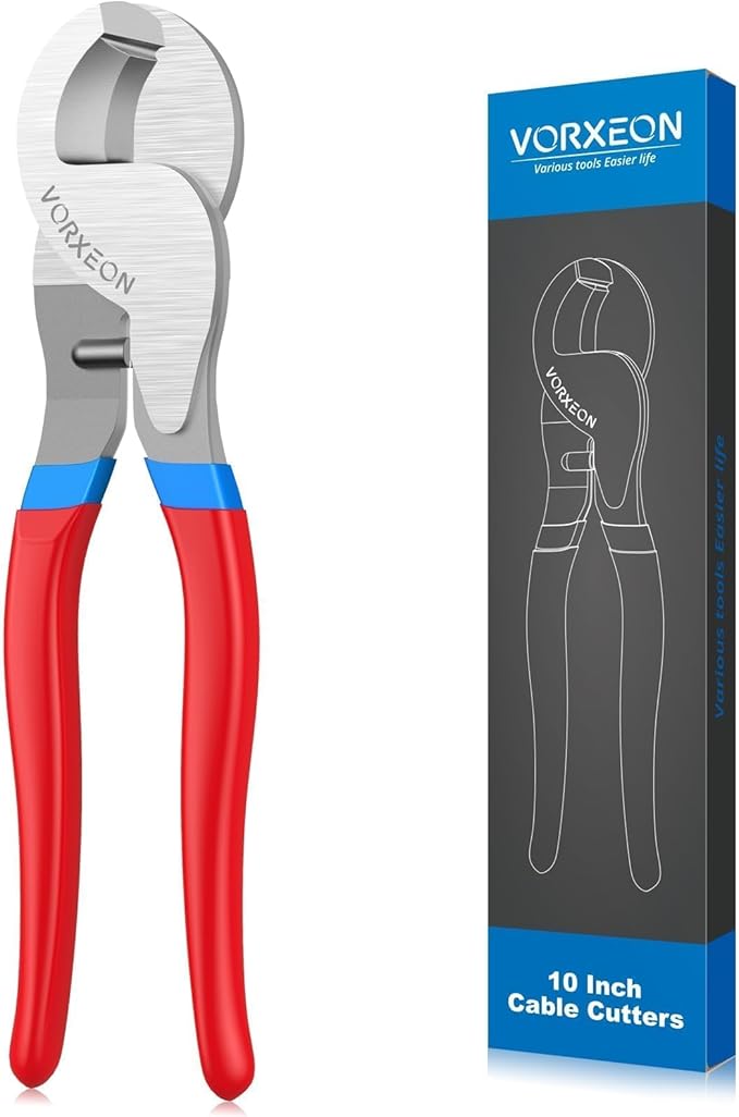 Wire cutter 10 Inches Red Heavy duty high leverage cable cutter tool Sharp cutting blade for Aluminum/Copper/Communications cables