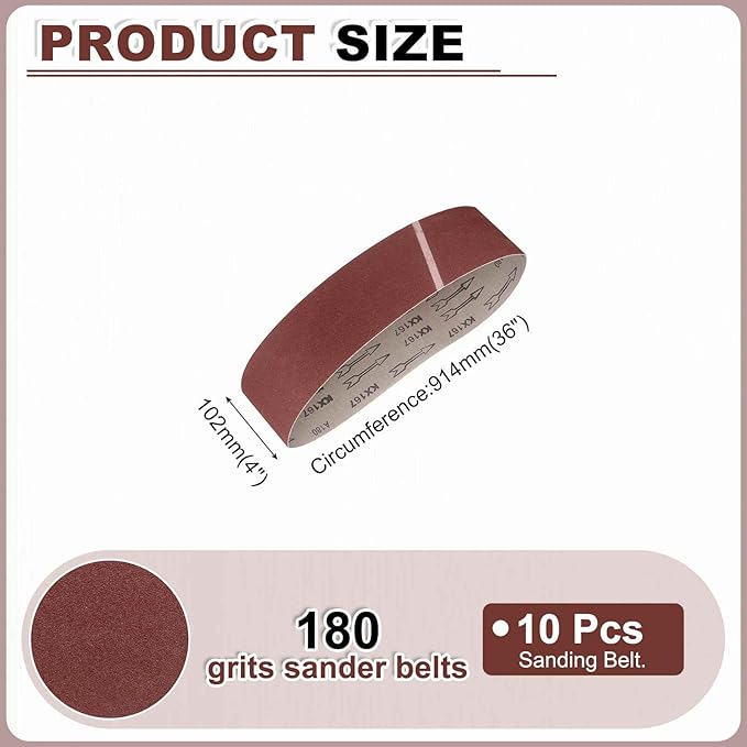 HARFINGTON 4 x 36 Inch Sanding Belts, 10 Pcs 180 Grits Aluminum Oxide Abrasive Belt Sander File Belt for Woodworking, Metal Polishing, Knife Sharpener