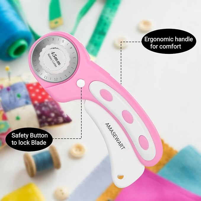 45mm Rotary Cutter and Mat Set, Fabric Cutter Wheel and 12x18 Inch Self Healing - Image 4