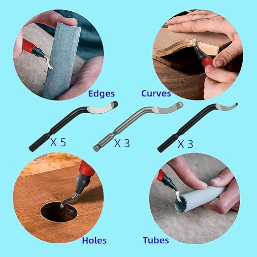 Deburring Tool Kit,10Pcs Needle File,Metal Handle Deburring Tool for Metal Resin 3D Plastic Copper Aluminum Pipes Tube Hole with Extra 10pc Multiuse Blades Removing Burr