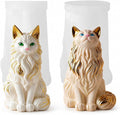 2 Pack Maine Coon Cat Silicone Molds, 3D Sitting Cat Candle Mold | Food-Grade by JDHSilicone