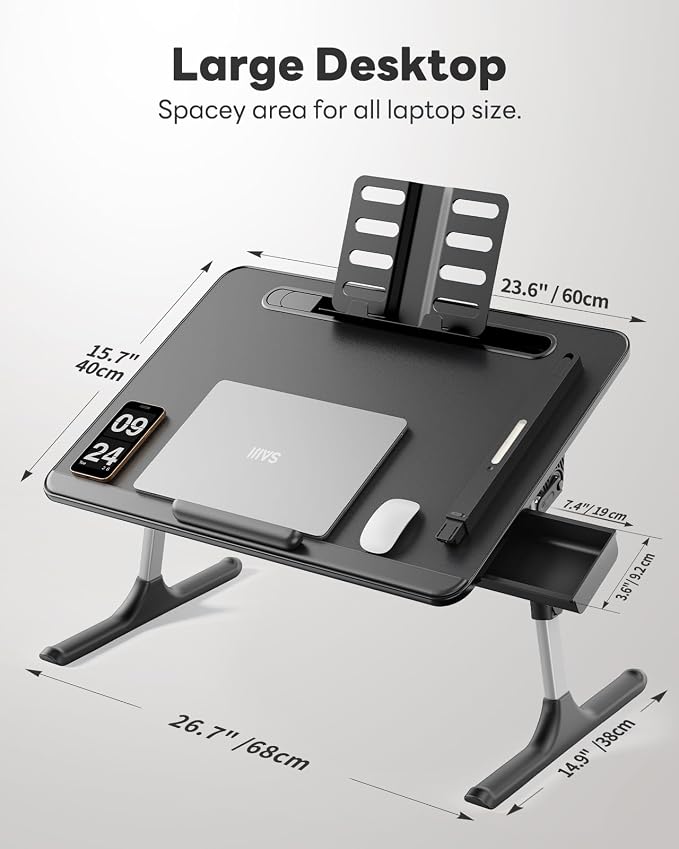 Laptop Table with LED Desk Light, SAIJI Laptop Stand - Image 9