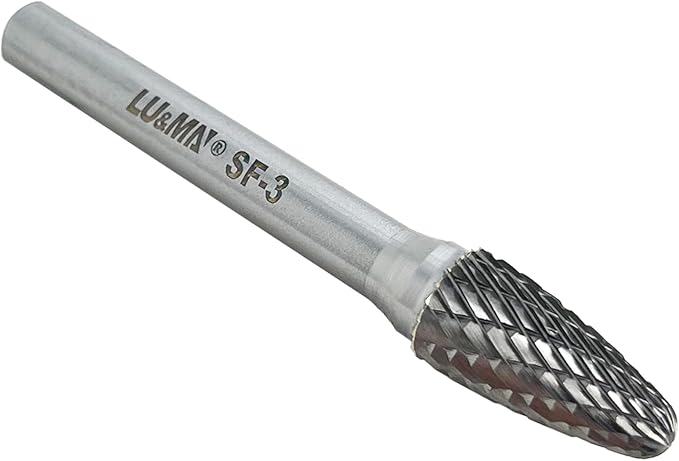 SF-3 Tungsten Carbide Burr Tree Shape Radius End Double Cut Rotary Burr File with 1/4'' Shank, 1pc by LU&MN