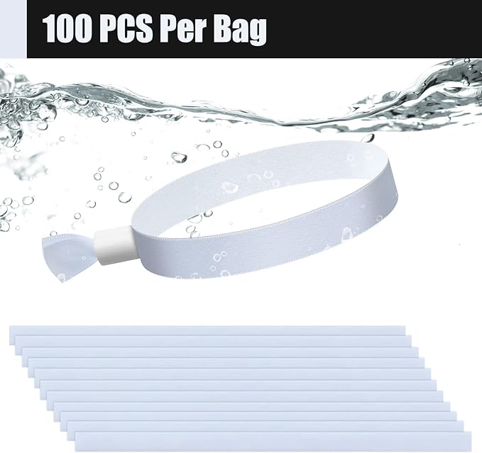 100 Pcs Cloth Event Wristbands, Event Wristbands, Colored Wrist Bands for Events, for Lightweight Concert Wrist Strap for Activities, Party Bracelets for Events (Color : White)