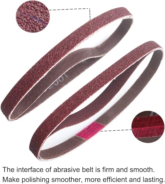 3/8 x 13 Inch Aluminum Oxide Sanding Belts, 4 Each of 40/60/80/120/180/240 Assorted Grits Abrasive File Belts for Air Belt Sander, 24-Pack