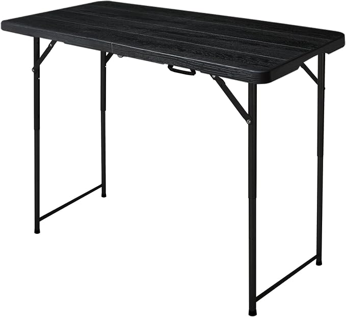 4ft Folding Table, Portable Fold-in-Half Adjustable Height Utility Table by OutdoorOasisFurniture