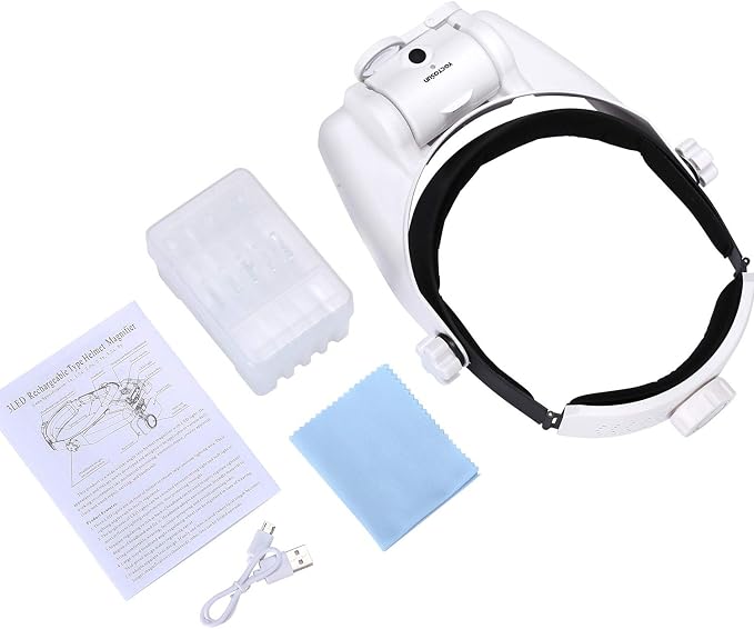 YOCTOSUN LED Headband Magnifier, Rechargeable Illuminated Magnifying Visor -1X - Image 9