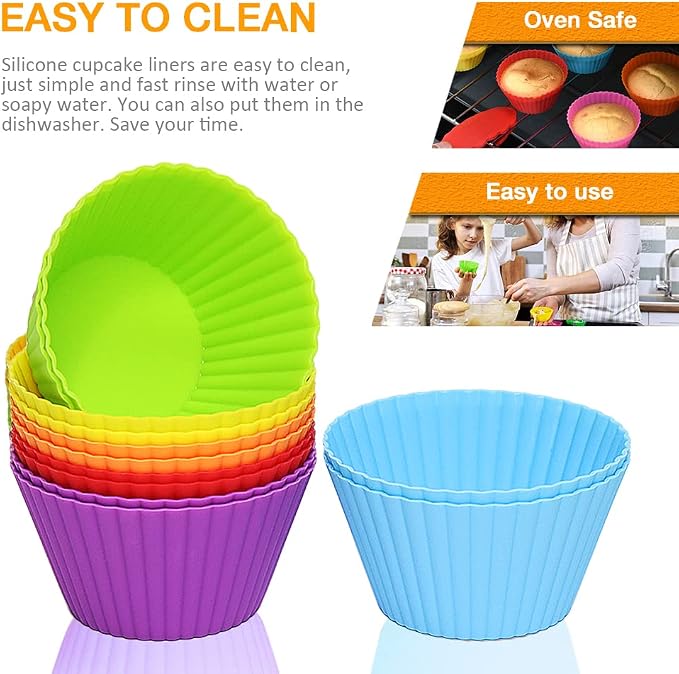 Extra Large Silicone Cupcake Muffin Cups 12 Pack, 3.54 Inch | Non-stick - Image 4