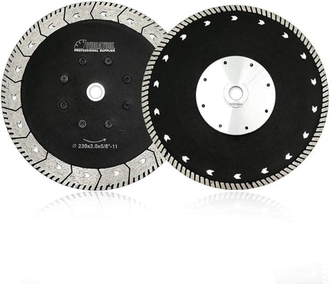 SHDIATOOL 9 Inch Granite Turbo Cutting Blades Two-in-One Design Cut Grind Sharpen Marble Concrete and Bricks(2-Pack)