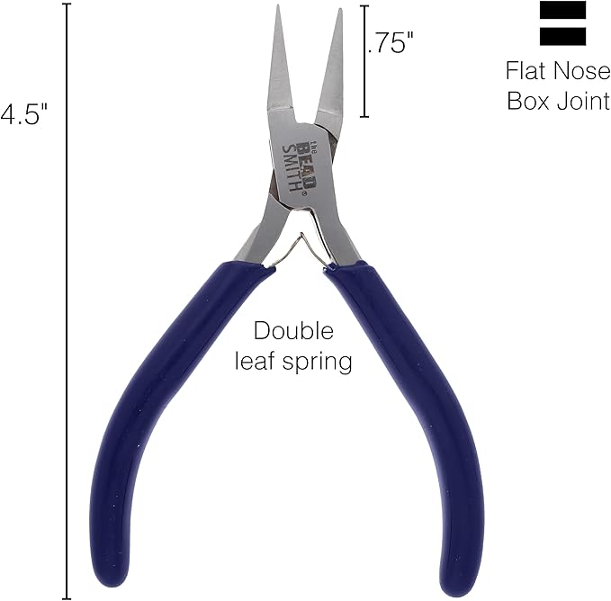 The Beadsmith Flat Nose Pliers – Economy Line – 4.5 inches (114mm) – Vinyl Grip Handle with Double Leaf Springs – Jewelry Making Tool for Creating Bracelets, Earrings and Necklaces