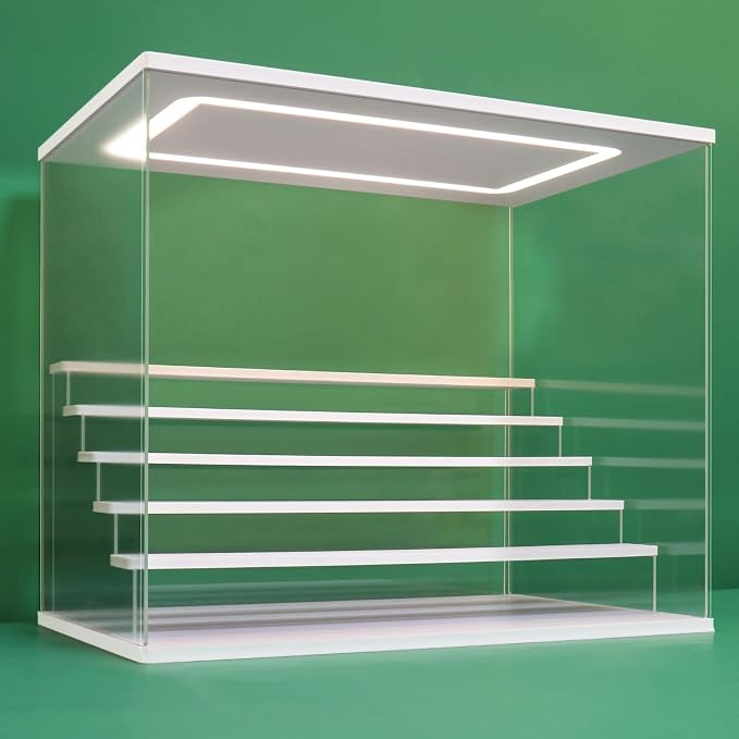 Acrylic Display Case with Light, Upgraded 3 Color Light & Adjustable Brightness by NONEMEY