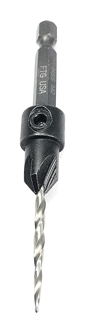 FTG USA Adjustable Wood Countersink Drill Bit #4 (7/64") with Tapered Drill Bit for Woodwork