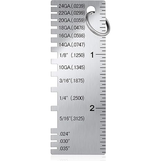 Weewooday 1 Pcs Wire/Metal Sheet Thickness Gauge Metal Tool Stainless Steel Welding One Sided Material Thickness Gauge Plated Size Inspection Tool