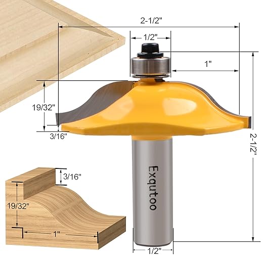 3PCS 1/2" Shank Router Bit Set, Raised Panel Cabinet Door Making Router Bits, Cemented Carbide Router Bits, Woodworking Tools Router Door & Window Bits (Tenon Joint Cutter Diameter: 1-3/4")