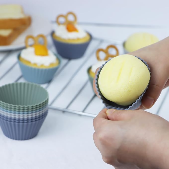 Silicone Baking Muffin Cups 12 Pack, Reusable Cupcake Liners Cake Molds - Image 5