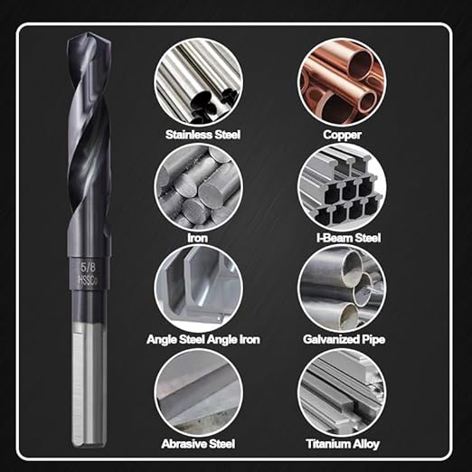 5/8 Cobalt Drill Bit for Metal and Hardened Steel, 1/2 Inch Reduced Shank M35 HSS Twist Jobber Drill Bit, with Index Storage Case