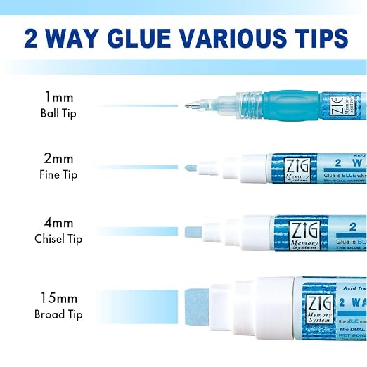 Kuretake Zig 2 Way Glue Pen 3 Variety Set, Adhesive - Image 5
