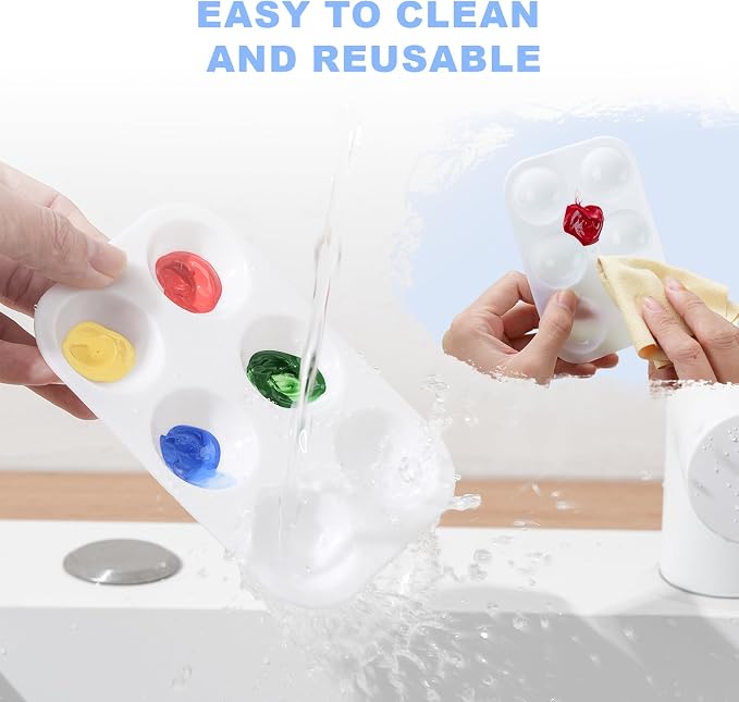 32 PCS Paint Tray Palette, 6 Well Rectangular Paint Watercolor Palette - Image 3
