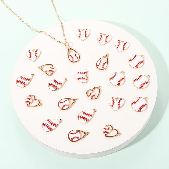 20PCS Sports Charms Enamel Basketball Baseball Pendant Charms - Image 3