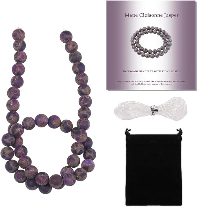 8mm Matte Purple Cloisonne Jasper Bead, 15-Inch Matte Round Loose Stone Beads by THRELE