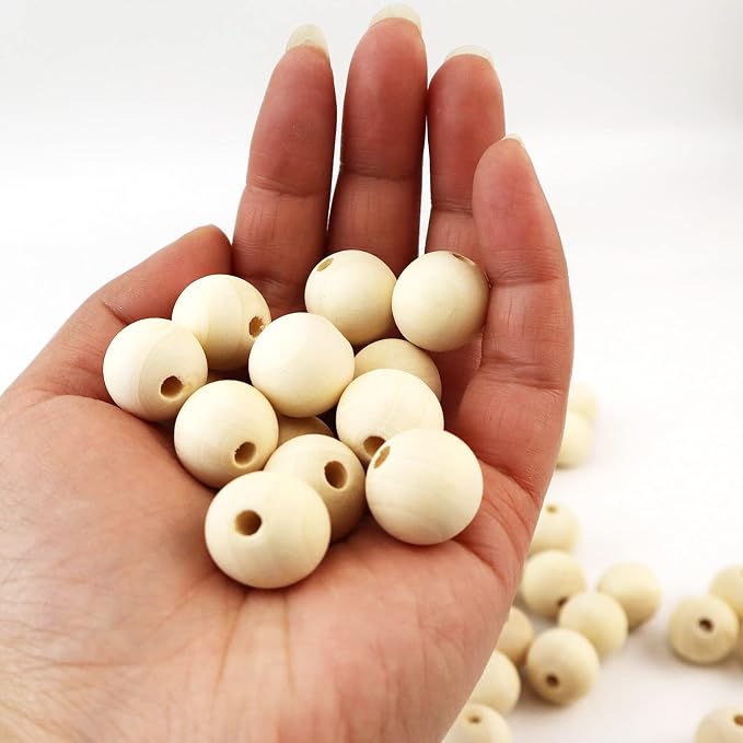 100pcs 18mm Wood Beads DIY Unfinished Round Wooden Loose Beads Natural Spacer - Image 5