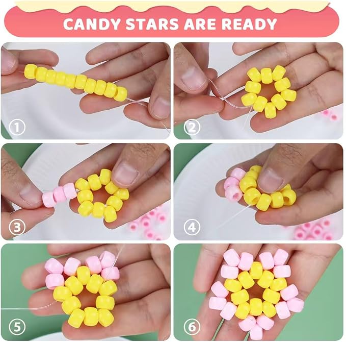 IOOLEEM 4000pcs Macaron Candy Colors Pony Beads, Beads - Image 4