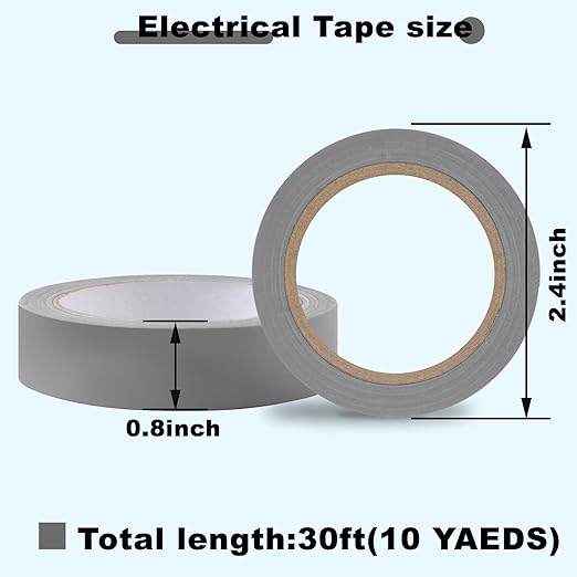 Romeda 9 Pack Electrical Tapes, Electrical Tape Water, Sun, and Oil Resistant, Electrical Tape is Suitable for Most Domestic, Commercial, and Industrial environments - Gray