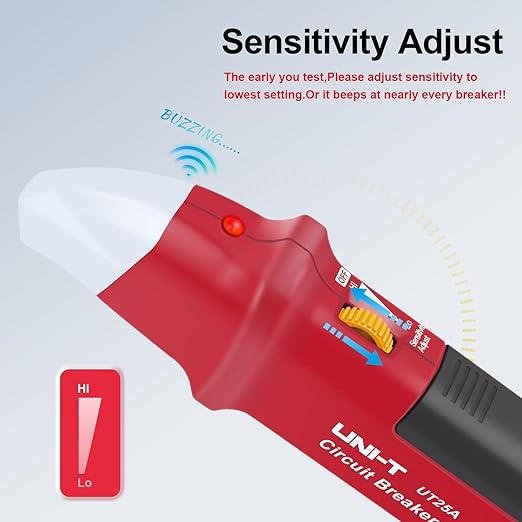 UNI-T AC Circuit Breaker Tracer Finder Tool with Adaptor & Electrical Integrated GFCI Outlet Tester, 90-120V Adjustable Sensitivity Beep Indicattion Alligator Banana Clip Adaptor