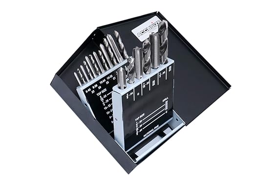 Accusize Industrial Tools U.N.F. 18 Pc H.S.S. Tap and Drill Set, 0001-0050