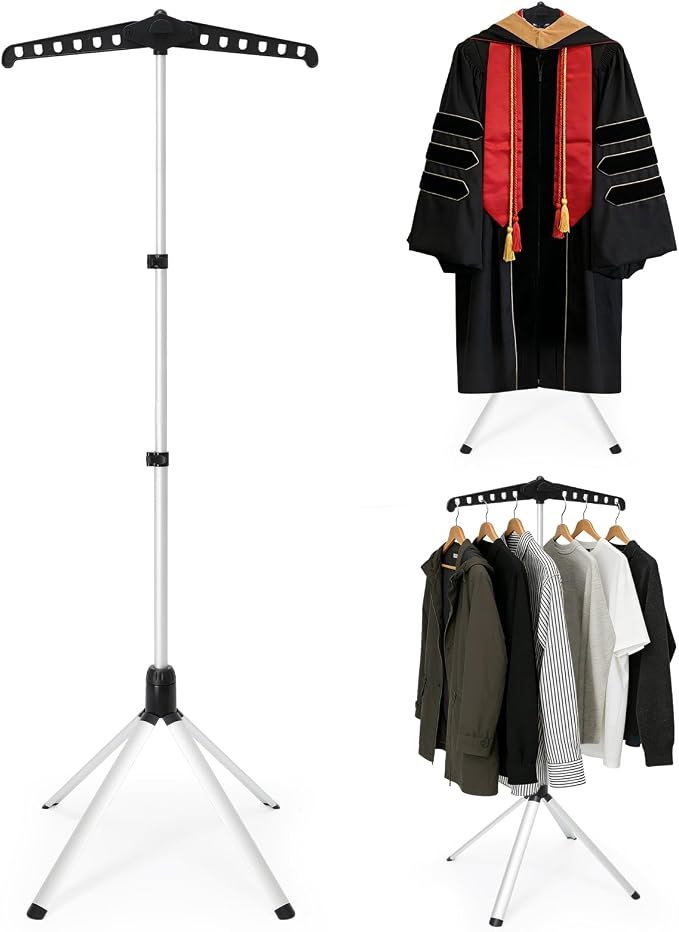 2 in 1 Cap and Gown Display Stand, Adjustable, Matte Black | Adjustable 32-63 by BShome