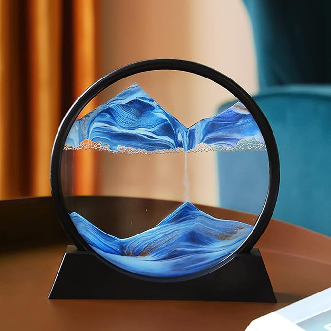 Arthink Moving Sand Art Picture in Motion Round Glass 3D Deep Sea Landscape - Image 2