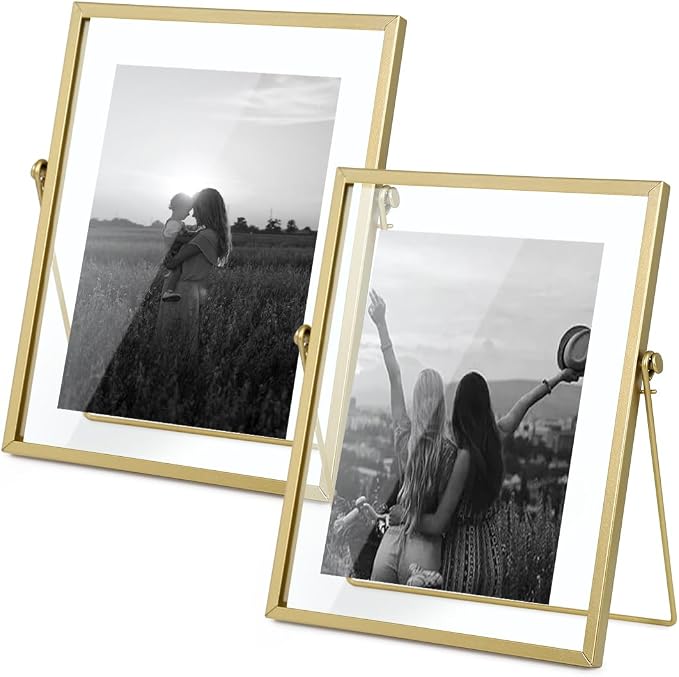 AceList Metal Picture Frame Set of 2, Easel | Ornate slim display stand by AceList
