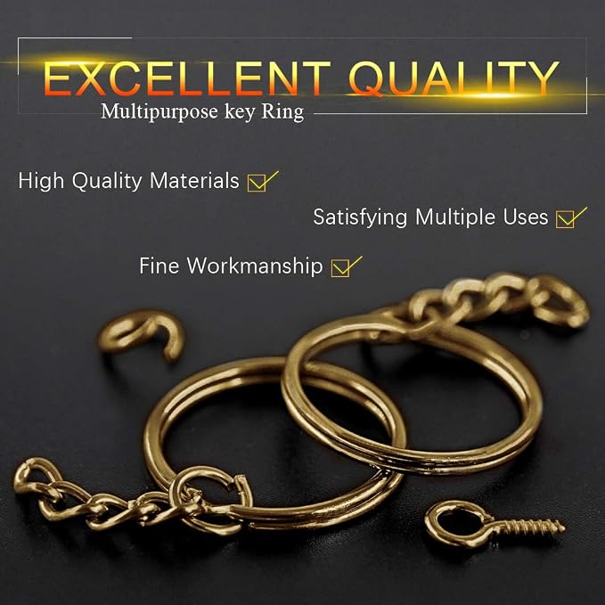 Swpeet 450Pcs Bronze 1" 25mm Key Chain Rings Kit, Including 150Pcs Keychain - Image 4