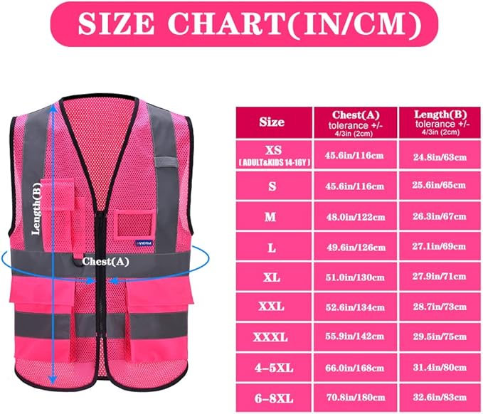 A-SAFETY High Visibility Mesh Safety Reflective Vest with Pockets and Zipper,Hi Viz Work Vest for Men Women (Pink Mesh S)
