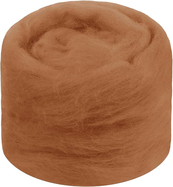 JeogYong Needle Felting Wool, 1.76oz Wool Roving Chunky Wool Yarn, Light Camel by JeogYong