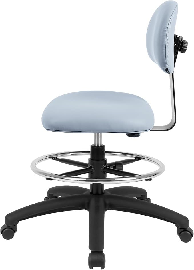Chair Master FSS Series Square seat Mid (19"-27") seat Height Chair. Vinyl-for Office, Garage, Desk, Shop, Computer, Doctor, Medical, Easy to Clean! 18" Footring (Gray, Mid Stool, _Standard Casters)