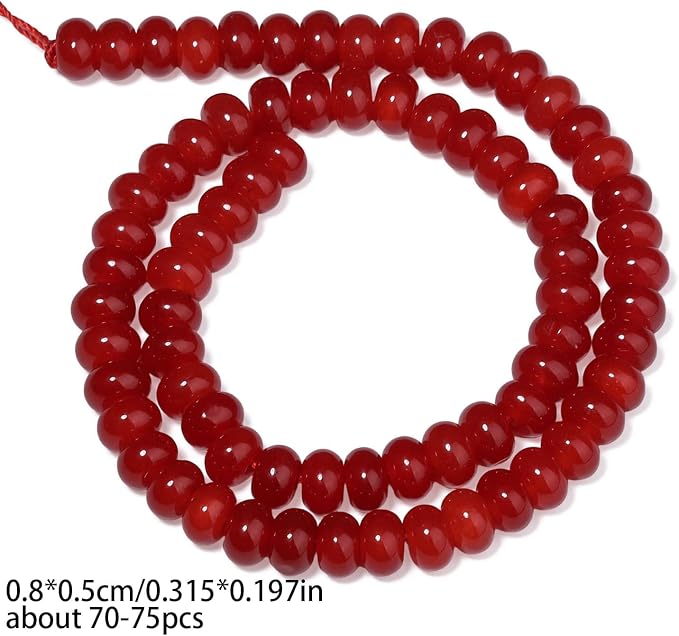Songxi 5x8mm Natural Orange Red Chalcedony Stone Rondelle Beads, Gemstone - Image 2