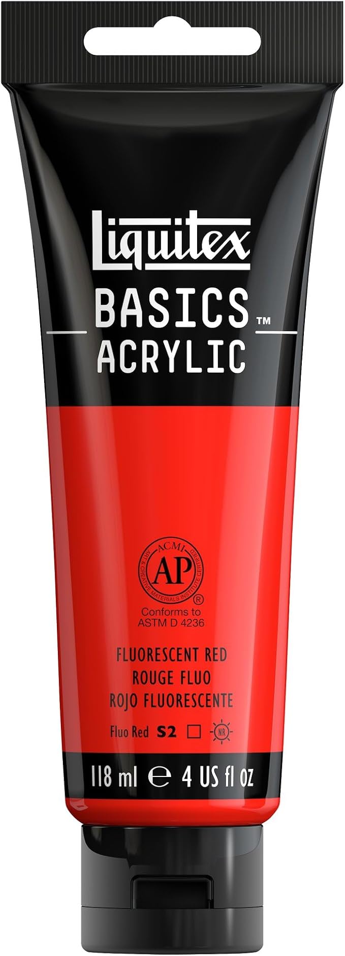 Liquitex BASICS Acrylic Paint, 118ml Tube, Fluorescent Red by Liquitex