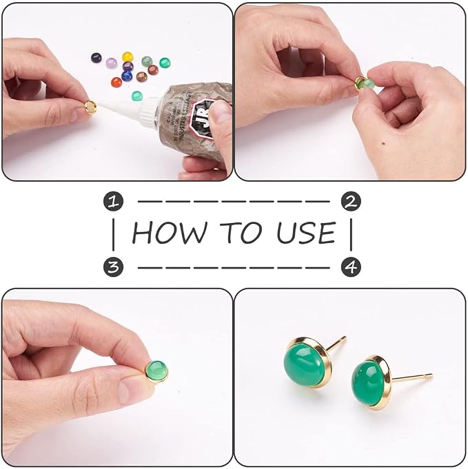 Beadthoven 90pcs 8mm Mix Natural Stone Cabochons Beads Half Round Flatback - Image 4