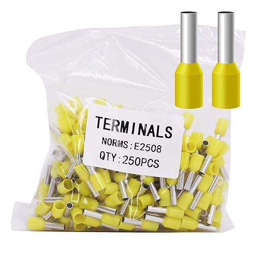 Fidioto AWG14 Wire Ferrules Terminals, 250pcs AWG14 Terminal Connector Wire Insulated Cord Pin Ends Terminals for Electric, Industrial, Chemical Industry, Power Control System, etc.
