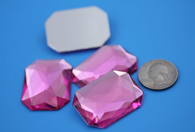 40x30mm Hot Pink A20 Large Flat Back Octagon Acrylic Rhinestones Cosplay - Image 5