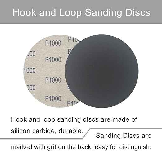 6 Inch 50 Pcs Wet Dry Sanding Discs Hook and Loop, 1000 Grit Sandpaper Automotive Wood Metal Polishing & Sanding, Silicon Carbide Sand Paper for Random Orbital Sander (Grit 1000)