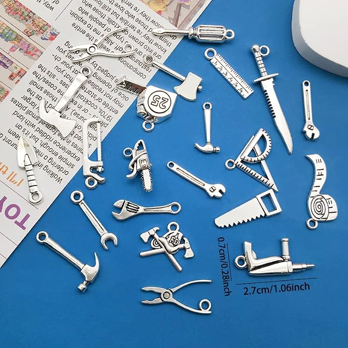 WOCRAFT 120pcs Antique Silver Tool Charms - Image 3