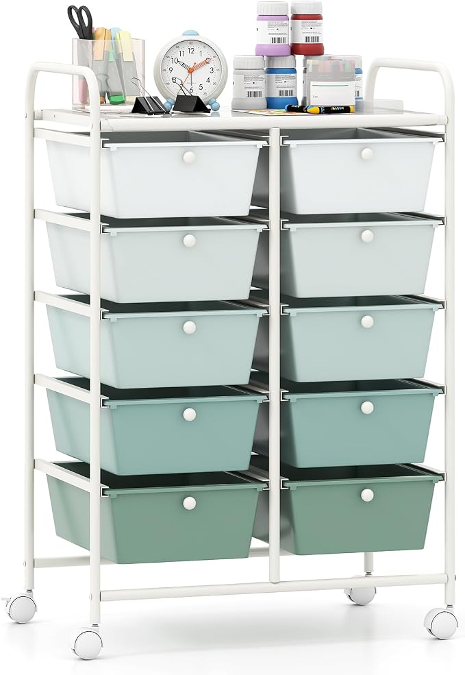 Giantex 10 Drawers Rolling Cart, Classroom Organizers, Storage Cart by Giantex