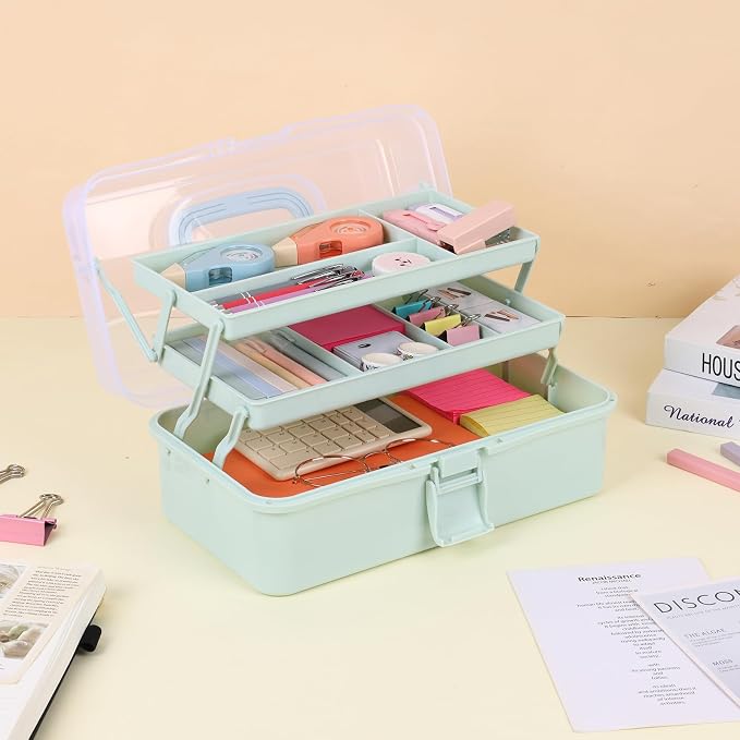 Tackle Box, Craft Organizers and Storage 3-Layer Portable Folding Toolbox - Image 5